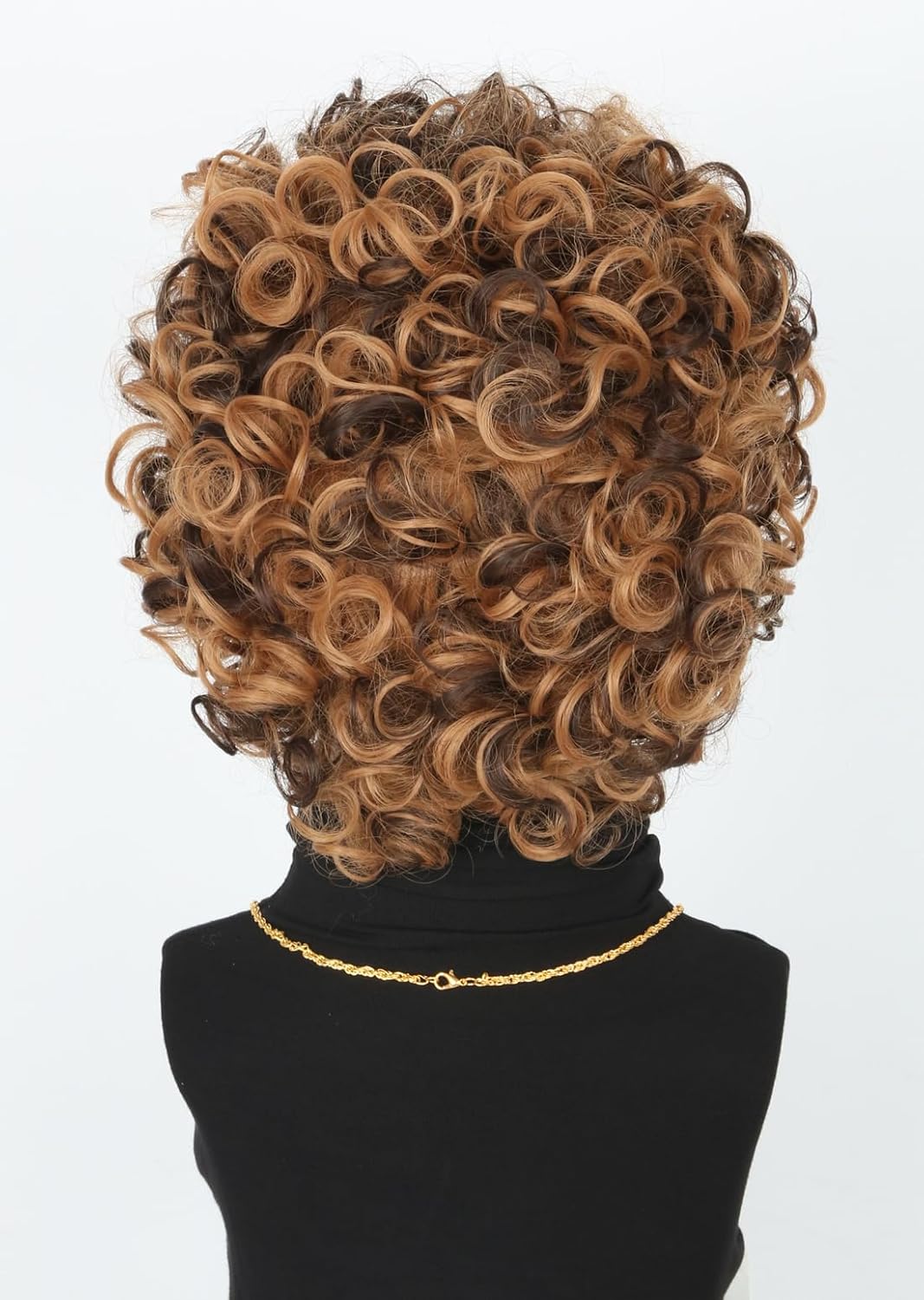 Topcosplay 5Pcs Set 70s 80s Disco Wig for Men or Women Afro Wig with Glasses Necklace Moustache Short Curly Hippies Wigs Blonde Brown
