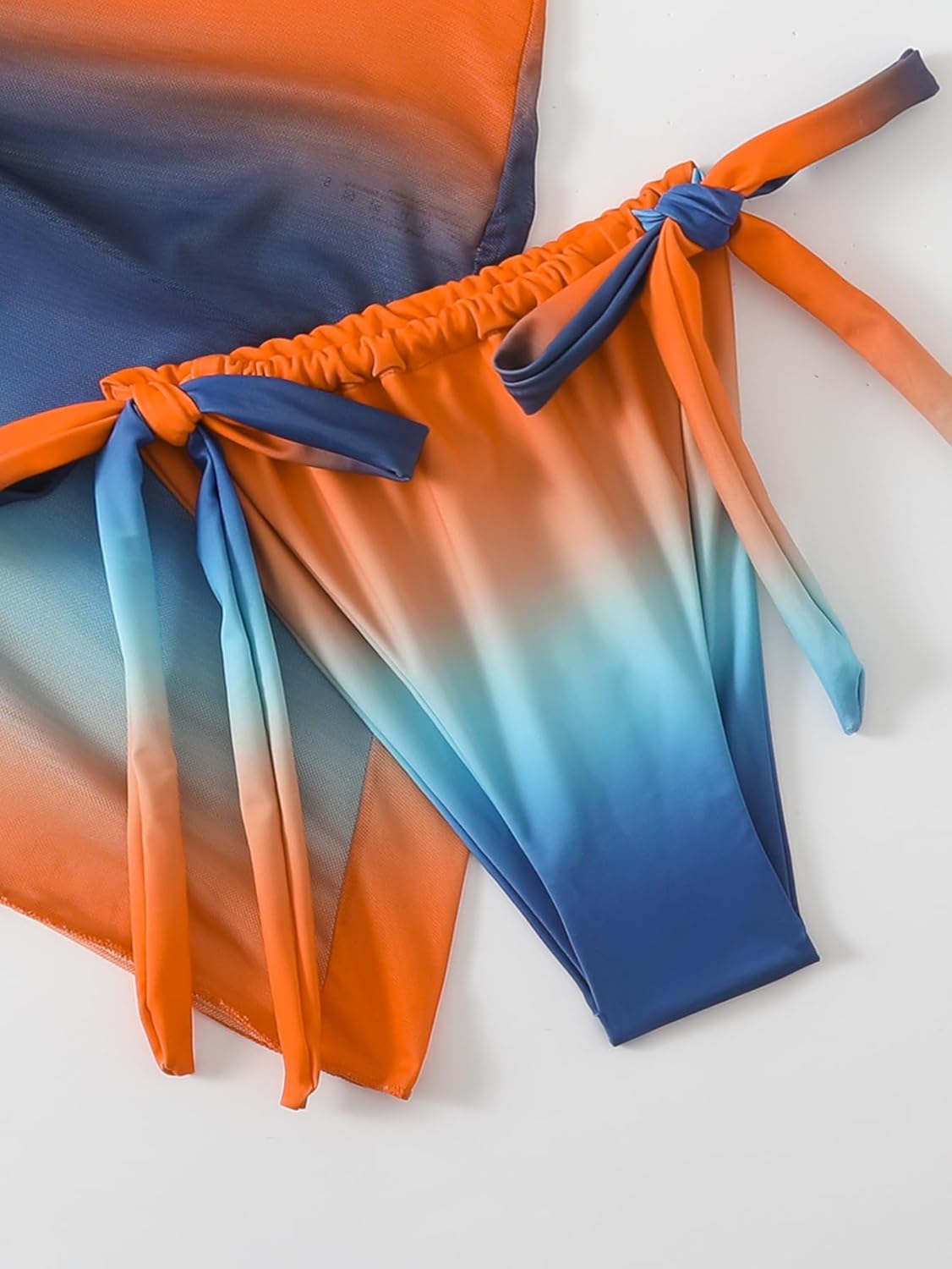 SEGT Women's 3 Piece Swimsuit Triangle Halter Side Tie Thong Bikini Set with Cover Up Skirt - Image 5