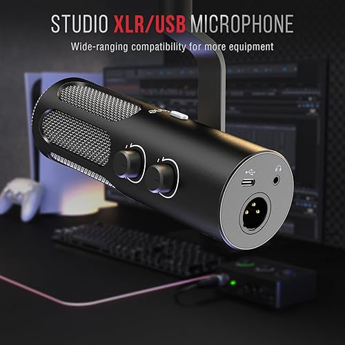 Miniatura 2 de FIFINE XLR/USB Micrófono dinámico para podcast de transmisión, micrófono XLR de estudio, micrófono para PC todo en metal con botón de silencio