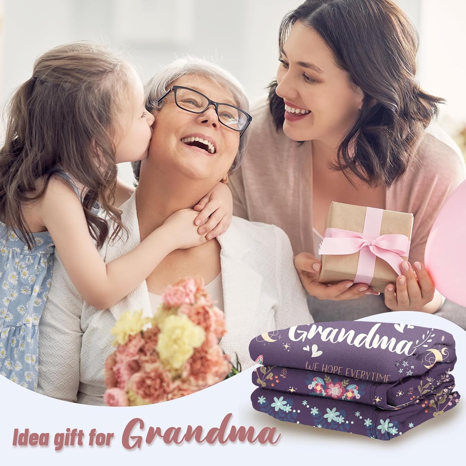 BeneCharm Grandma Blanket Gifts - 60' x 50' - Birthday for Grandma from Grandkids - Image 2