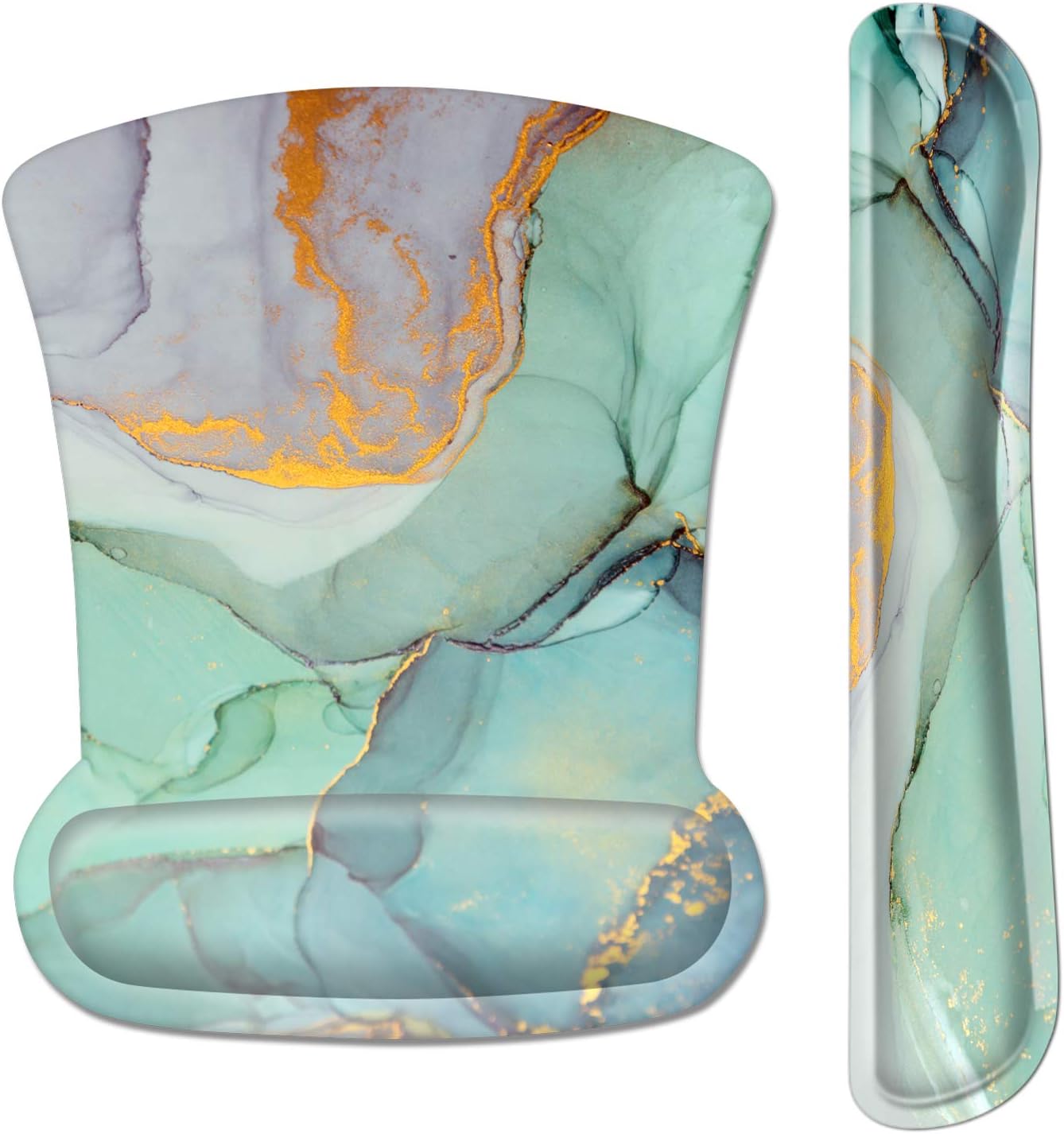 Ergonomic Mouse Pad with Wrist Support and Keyboard Wrist Rest Pad Set, iDonzon Cute Wrist Pad with Non-Slip Rubber Base and Raised Memory Foam, Easy Typing & Pain Relief, Abstract Marble : Office Products