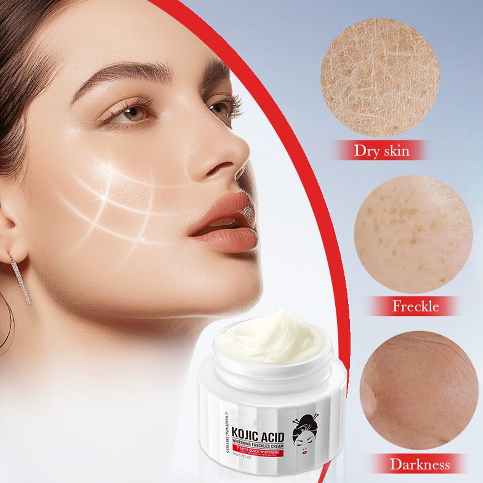 Kojic Acid Cream, Brightening & Anti-Aging Dark Spot Remover, Hydrating Face Moisturizer for Dry Skin - Image 4
