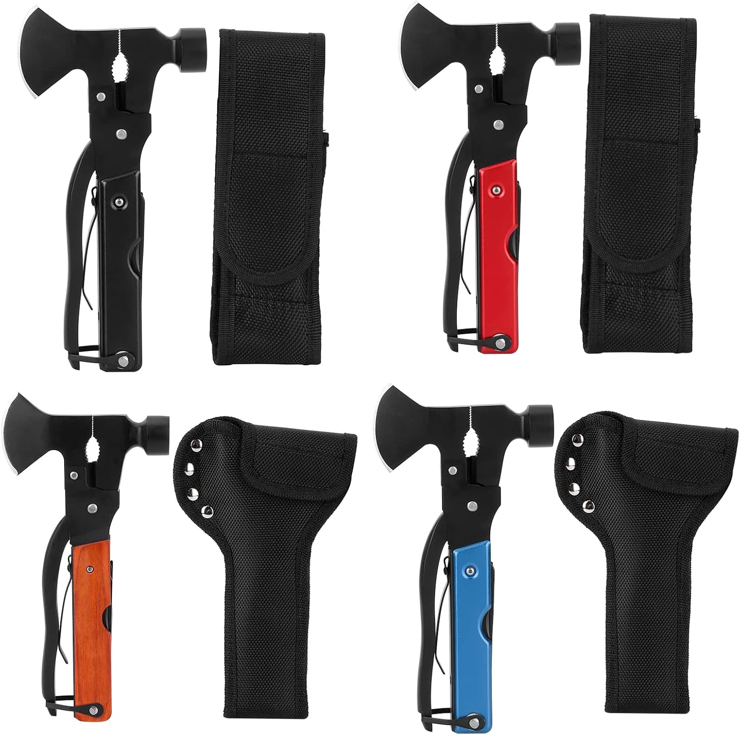 15-in-1 Camping Survival Multi-Tool with Axe Hammer, Screwdrivers, Pliers and Bottle Opener(红色)