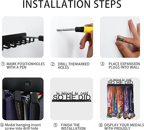 Vista 83 de Goutoports Soporte de exhibición para medallas, She Believed She Could She Did, colgador de pared personalizado para corredor de carreras 06 Gimnasia