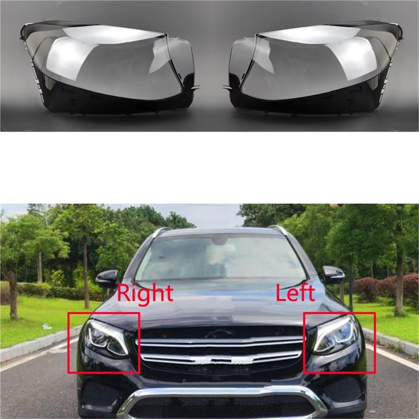 Copriobiettivo Faro Anteriore Per Mercedes Per Benz Per GLC W253 2016-2019 Copertura In Vetro Fari Anteriori Auto Guscio Trasparente Custodia Lenti Lenti Fanali(Sinistra)