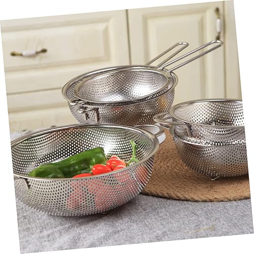 Miniatura 5 de BESTonZON Cestas de metal Cestas de plástico de frutas de plástico Colador inoxidable Freír ensalada Cuenco de lavado de frutas y verduras Cesta de