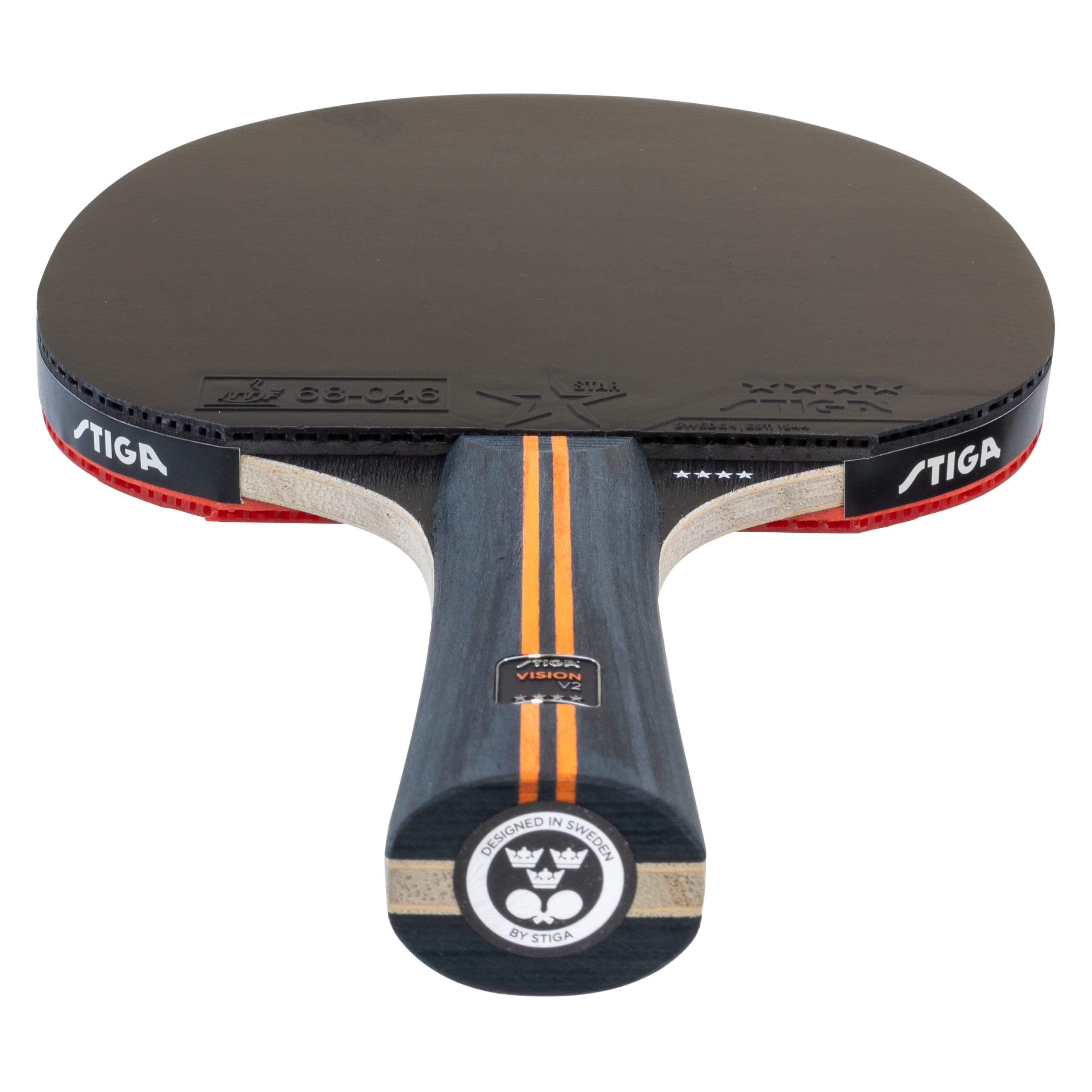 STIGA Vision V2 Racchetta da Ping Pong a 4 Stelle – Velocità e Controllo, Telaio 5 Strati, Impugnatura Concava, Crystal Tech, Gomma ITTF 2.0 mm