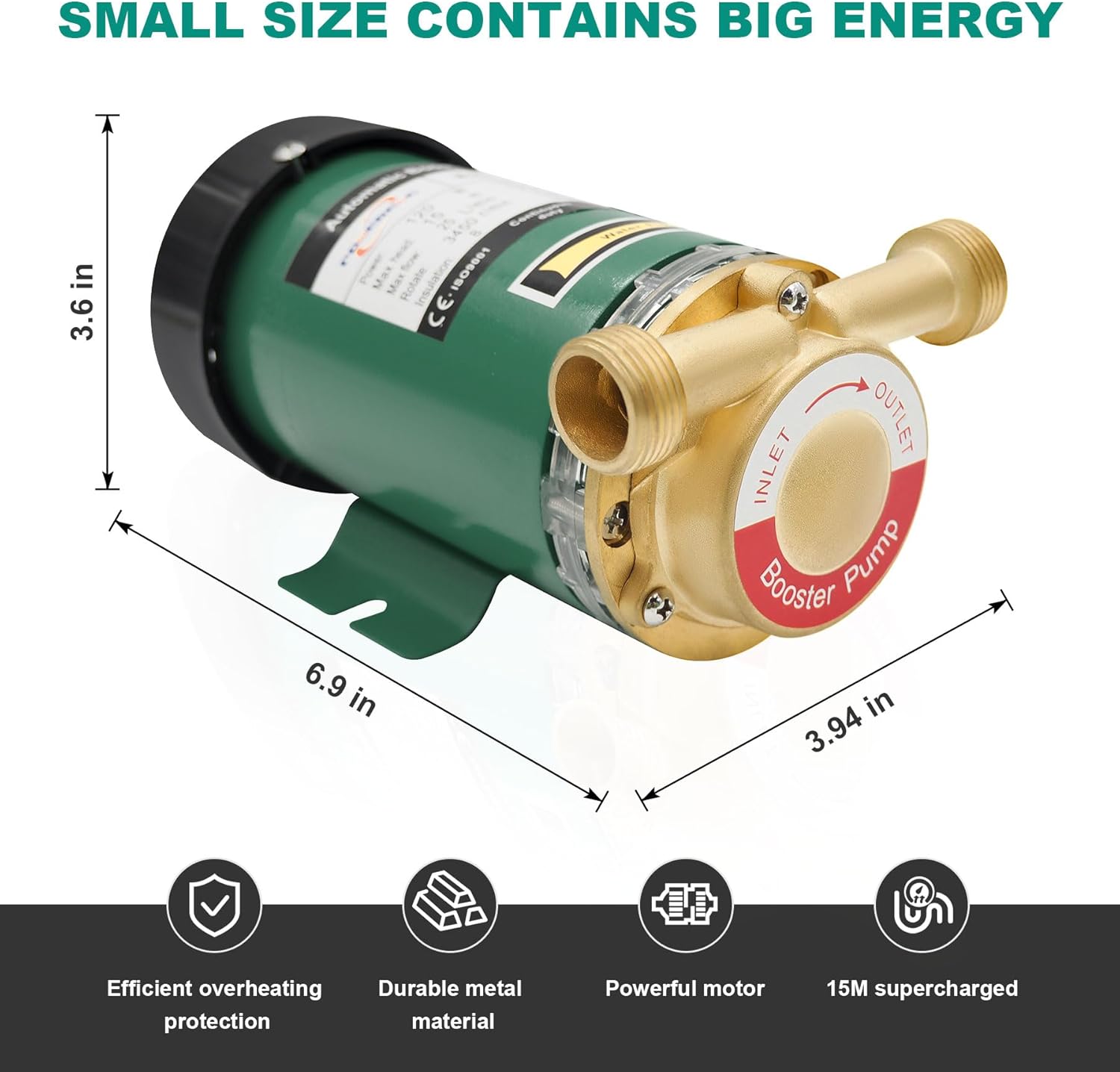 120W 115V Automatic Household Water Pressure Booster Pump,396GPH, 21.7 PSI Water Pressure Pump with Water Flow Switch