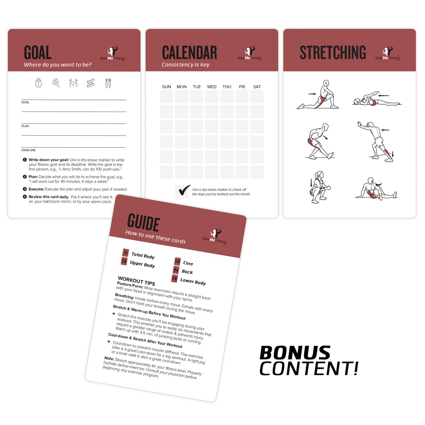NewMe Fitness Carte di Esercizio per Gli allenamenti a casa 3.5 "X5