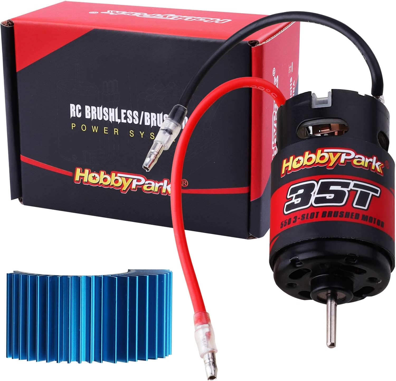 HobbyPark 35T Motor 550 Brushed Electric Engine w/Heatsink for 1/10 RC Crawler Cars Traxxas TRX4 TRX6 Axial SCX10 Redcat Gen7 Gen8 RC4WD