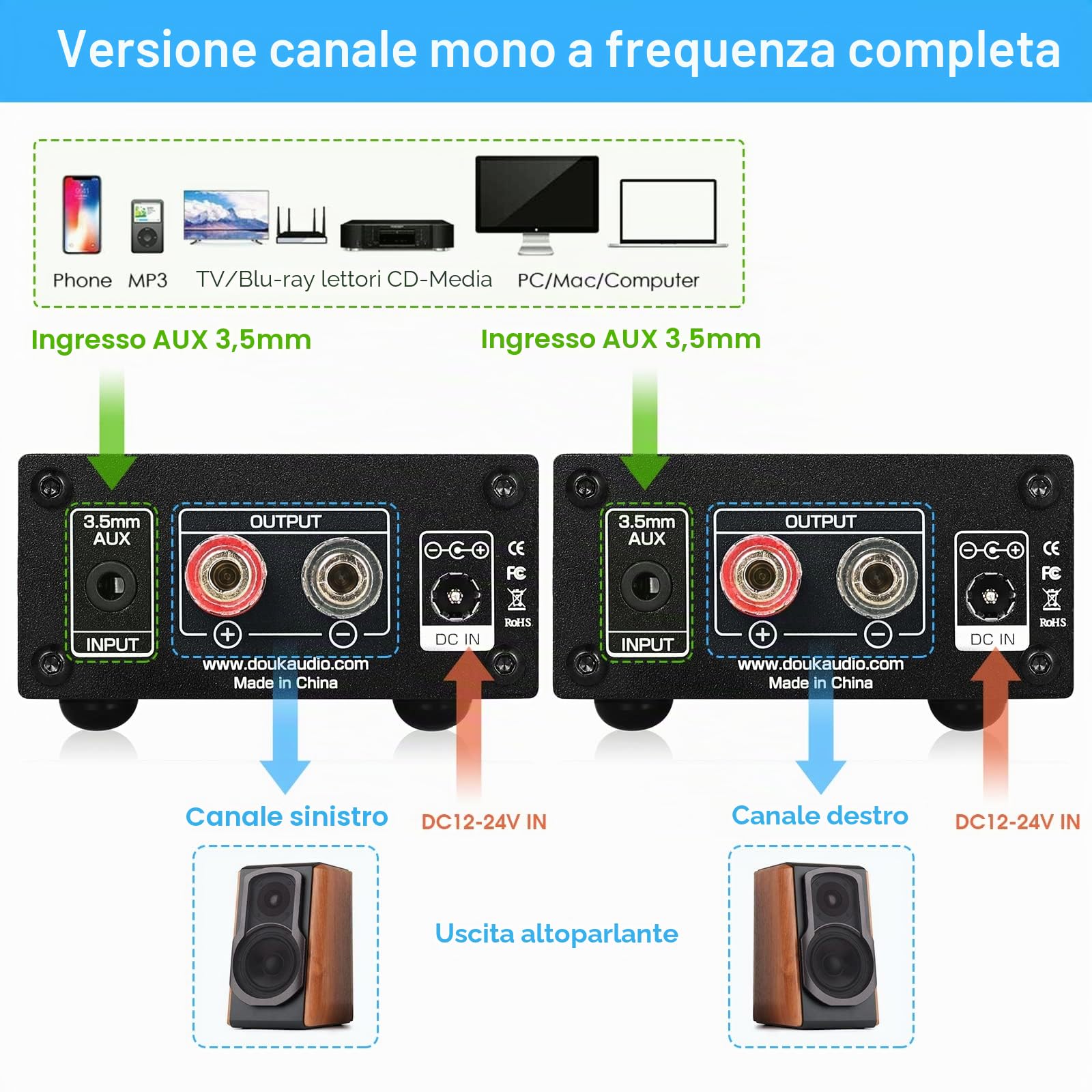 Mini amplificatore audio di potenza digitale con canale mono a frequenza intera 100 W Nobsound