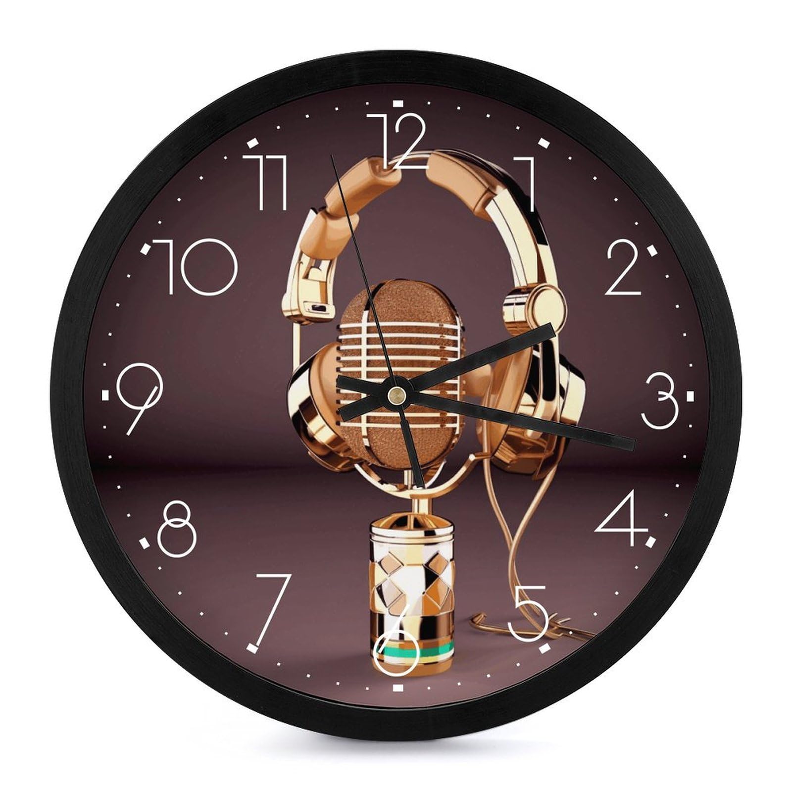 Horloge murale sans tic-tac colorée dorée de 25,4 cm pour retrouver le sommeil et le calme