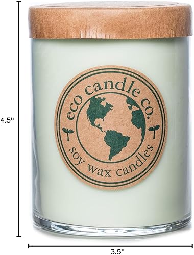 Vista 54 de Eco Candle Co. Vela reciclada, eucalipto y menta, 26 onzas. Aromas de eucalipto, menta verde y menta - 100% cera de soja, sin plomo, etiqueta y tapa