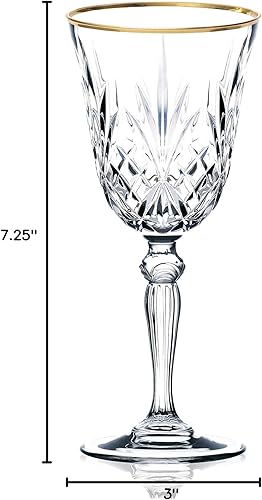 Miniatura 2 de Cristalería de cristal elegante y moderna para organizar fiestas y eventos, copa de vino blanco, banda dorada, juego de 4, 6 onzas.