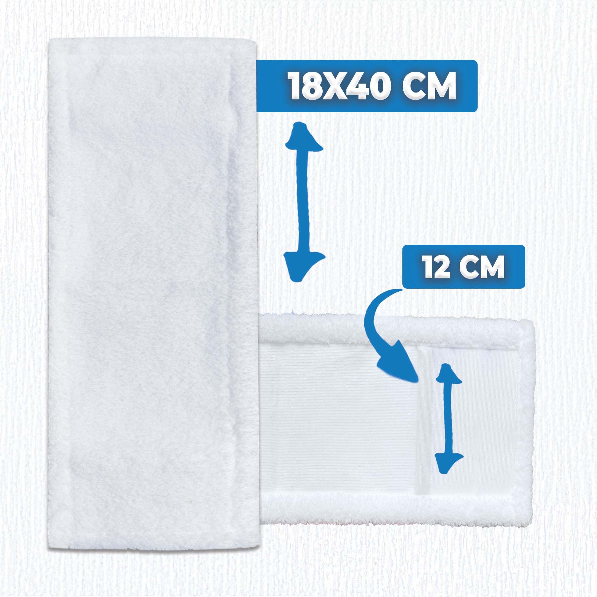 10 panni in microfibra per uso domestico e commerciale. Panni di pulizia per supporto per mop da 40 cm, rivestimenti tascabili per la pulizia professionale, fino a 90 gradi e per asciugatrice