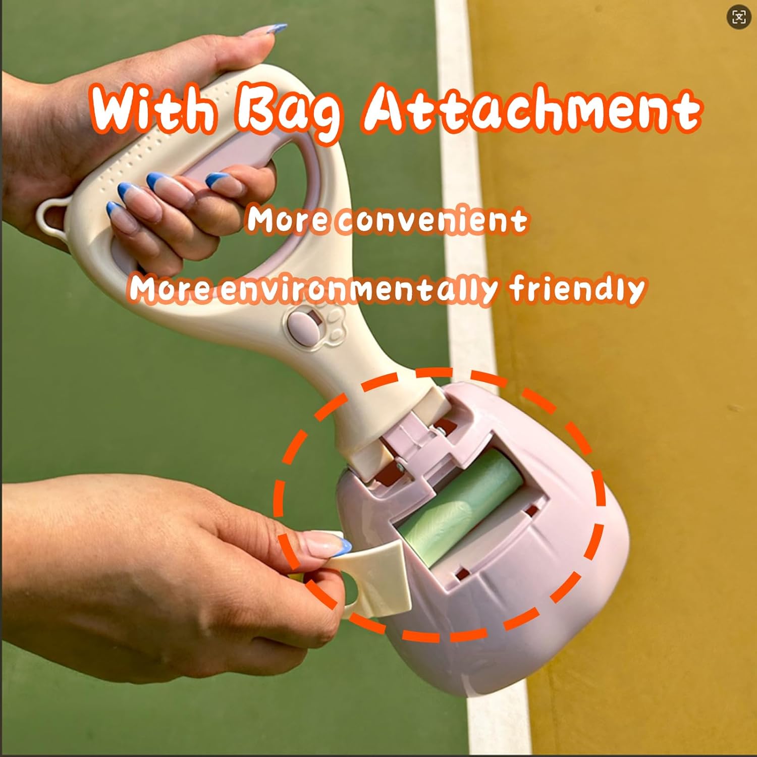 Pooper Scooper with Bag Attachment, Poop Bag Holders for Leashes, Portable Pooper Scooper, Ideal for Small & Large Dogs, No-Touch, Hands-Free Waste Removal, With 2 Rolls Waste Bag (Blue)