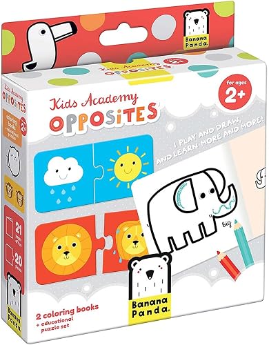 Kids Academy Opposites 2+: 2 Coloring Books, 10 Puzzles