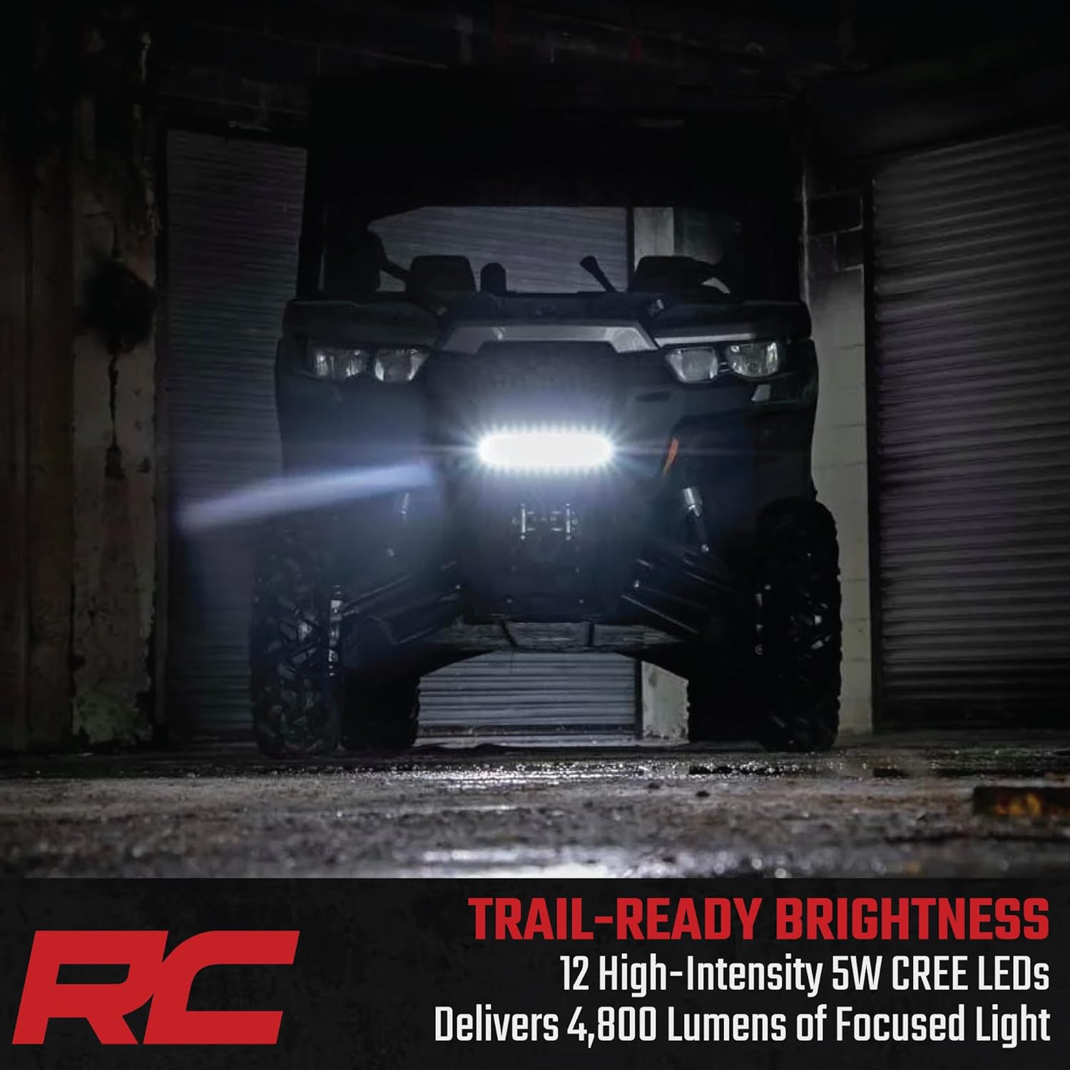 Rough Country 12" LED Light Bar - 60W, 4,800 Lumens, Spot Focus Beam, Waterproof Off-Road Lighting for UTV, ATV, Jeeps, Truck
