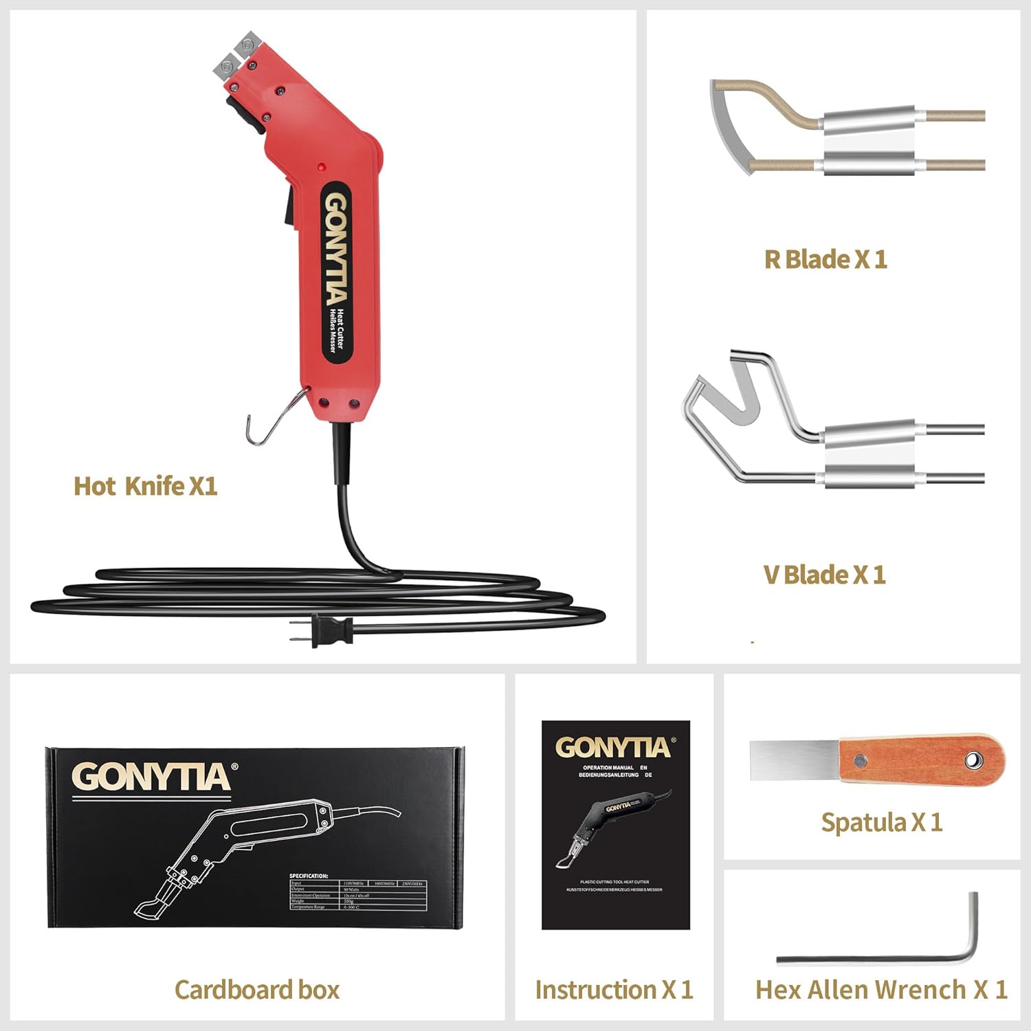 Hot Knife Foam Rope Fabric Cutter Pro Electric Hot Knife Heat Sealer Cutting Tool kit (Rope Cutter Red)