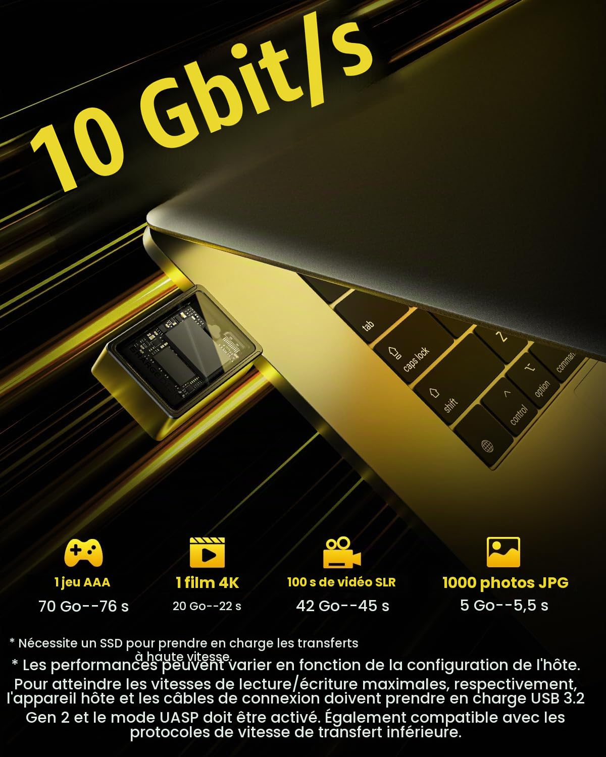 SHARGE Boîtier SSD M.2 NVMe USB-C 3.2 Gen2 10Gbps Refroidissement Actif