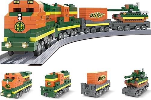 Juegos de bloques de construcción de trenes, juguetes modelo STEM, kits de construcción de mini ladrillos con pistas de tren, construcción