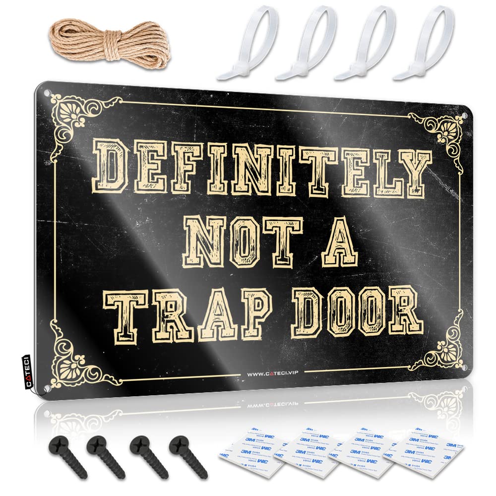 Ibwnbbusn Men's One Color Tin Signs Warning Definitely Not A Trap Sign Cave Decor Pool Zone Tin Sign(20X30cm)