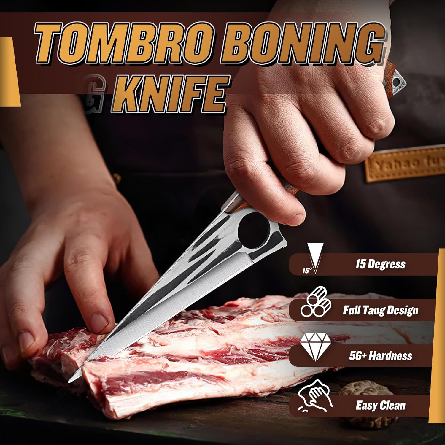 TOMBRO Boning Knives for Meat Set in Stainless Steel Super Sharp Deboning Knife Fillet Knife with Sheath for Kitchen Outdoor Camping