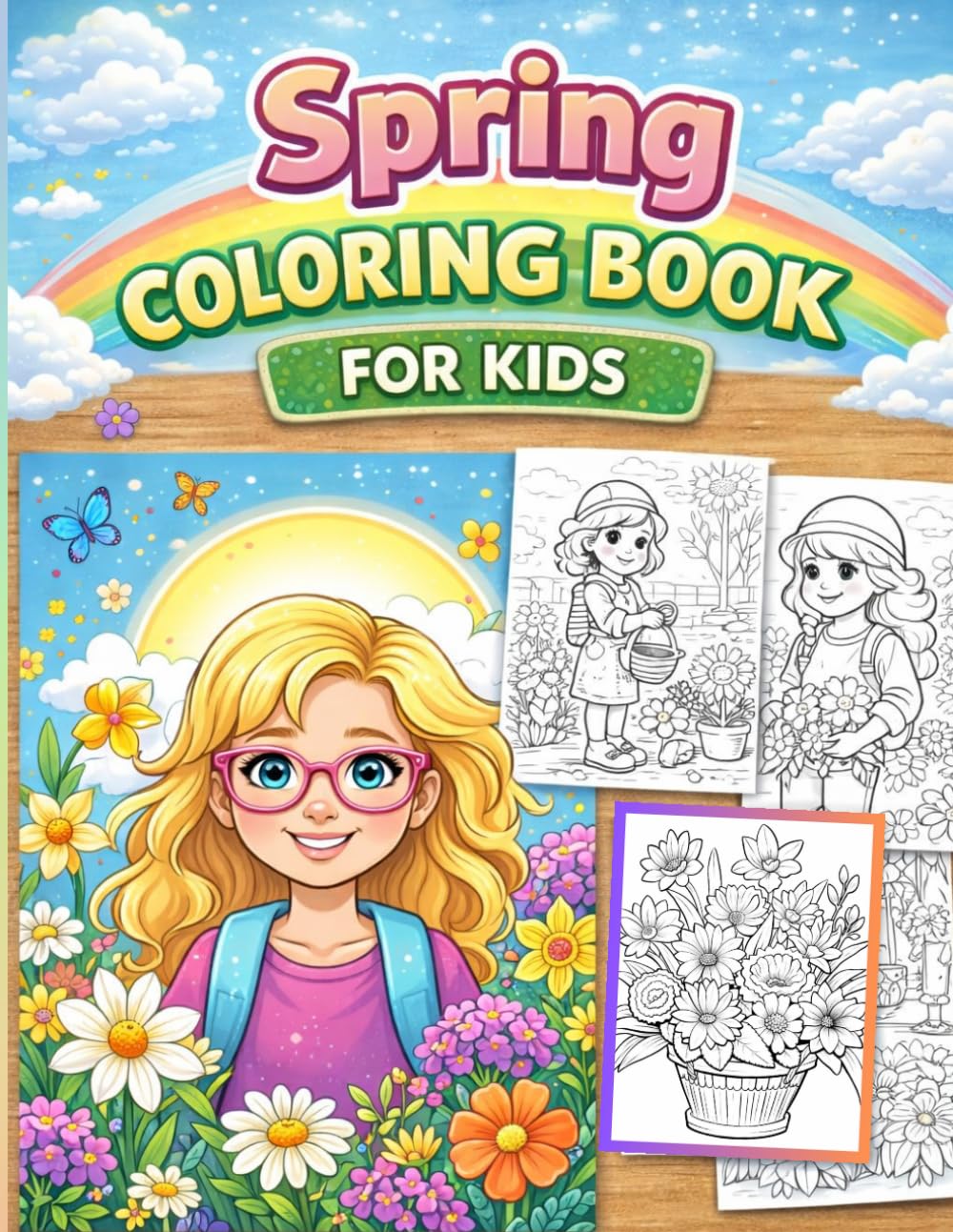 Spring Coloring Book for Kids: Fun and Easy Spring Coloring Pages for Kids Ages 4-10| Flowers, Nature, and Cute Scenes |