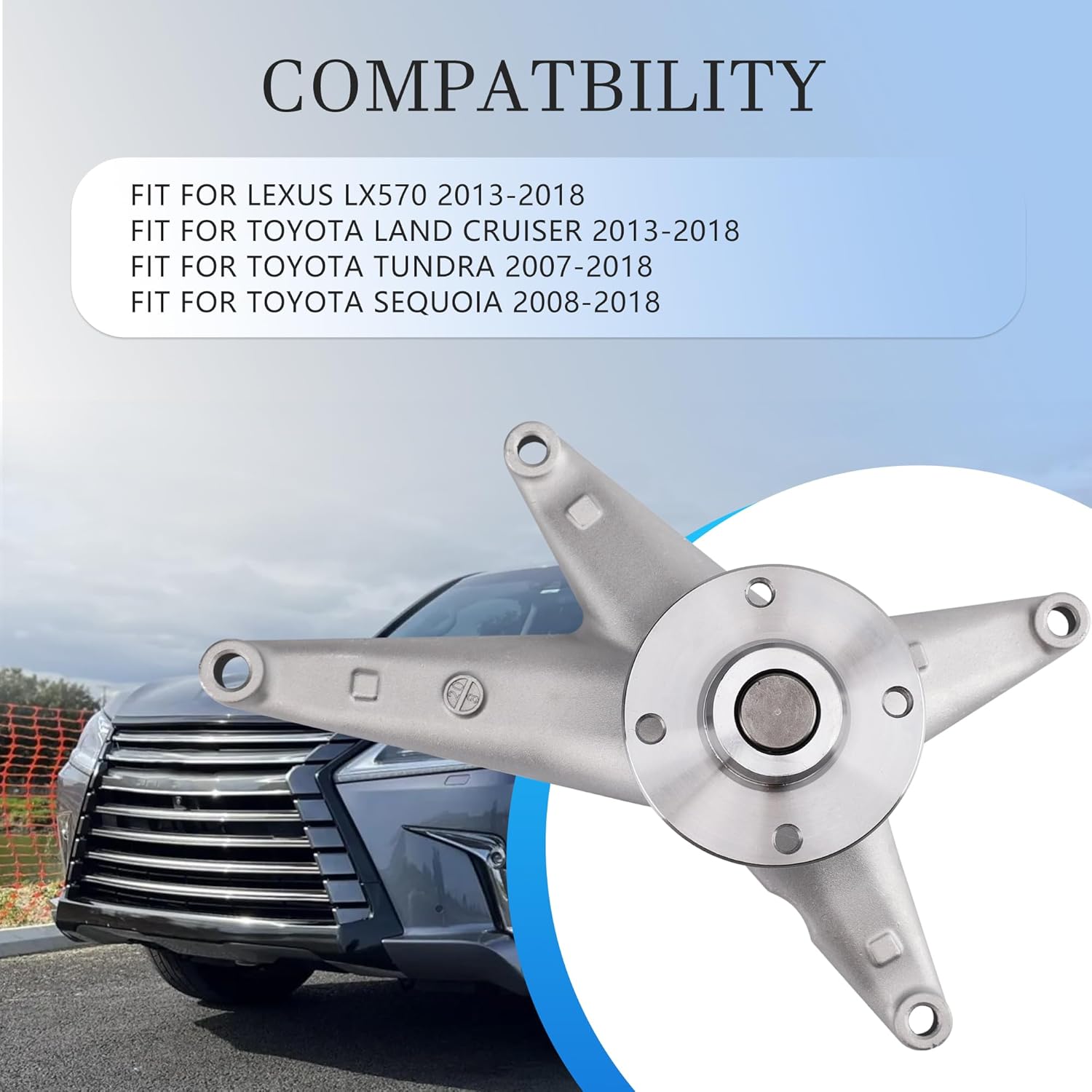 16380-38010 Engine Cooling Fan Pulley Bracket Fit for Toyota Land Cruiser Tundra Sequoia, Fit for Lexus LX570, Part Number FBT-014
