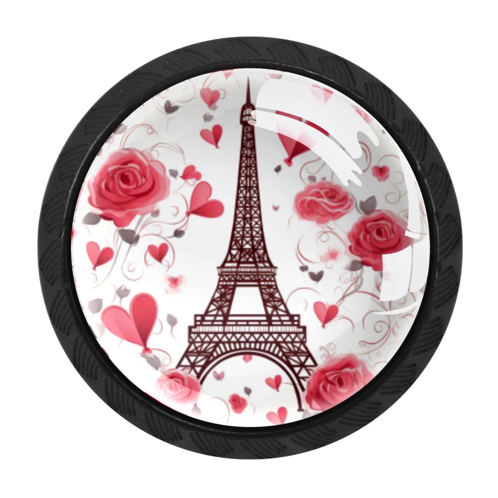 Chenzzzz Multicolored 08 4 Pack Black Eiffel Tower Valentine's Day Kitchen Handles, Cabinet Pulls Hardware For Cupboard Drawer Knobs Dresser Pulls