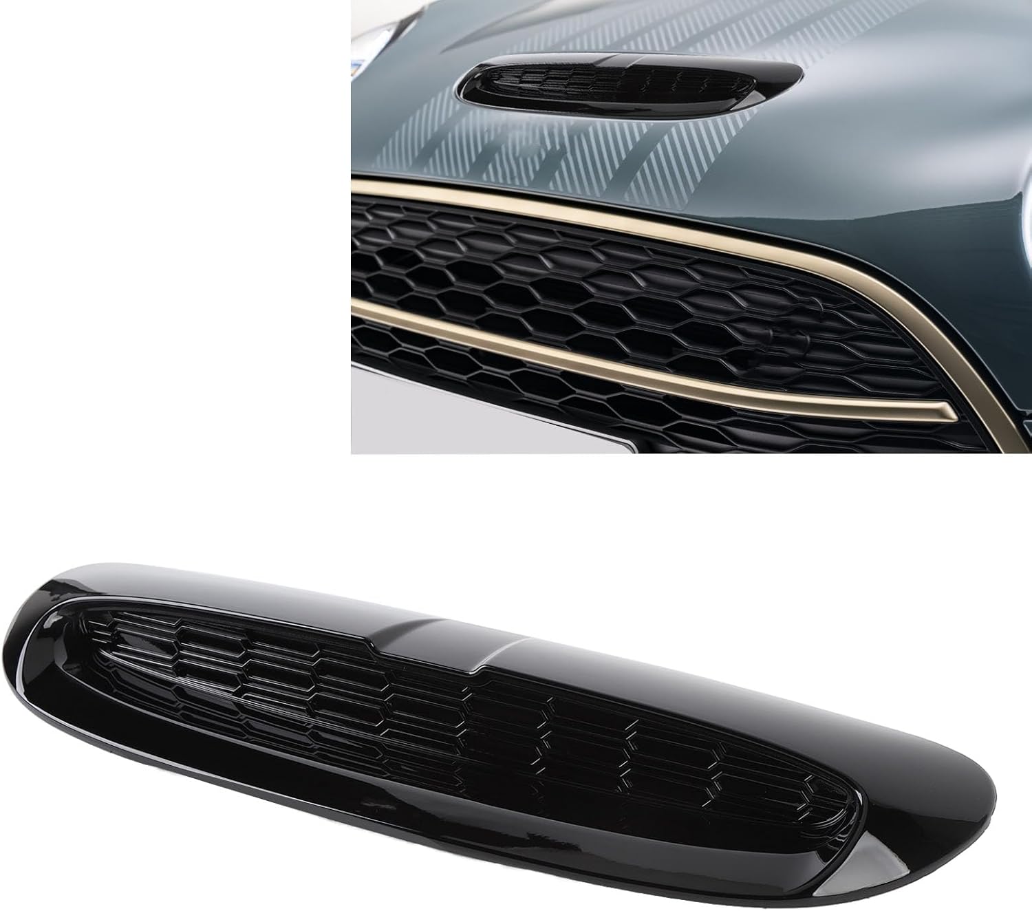 Hood Scoop 51137328312, 51137376052 Car Hood Vent, Air Intake Grille Scoop Bonnet Vent, Car Inlet Trim Decor Cover, Replacement for S JCW F54 F55 F56 F57 2014-U