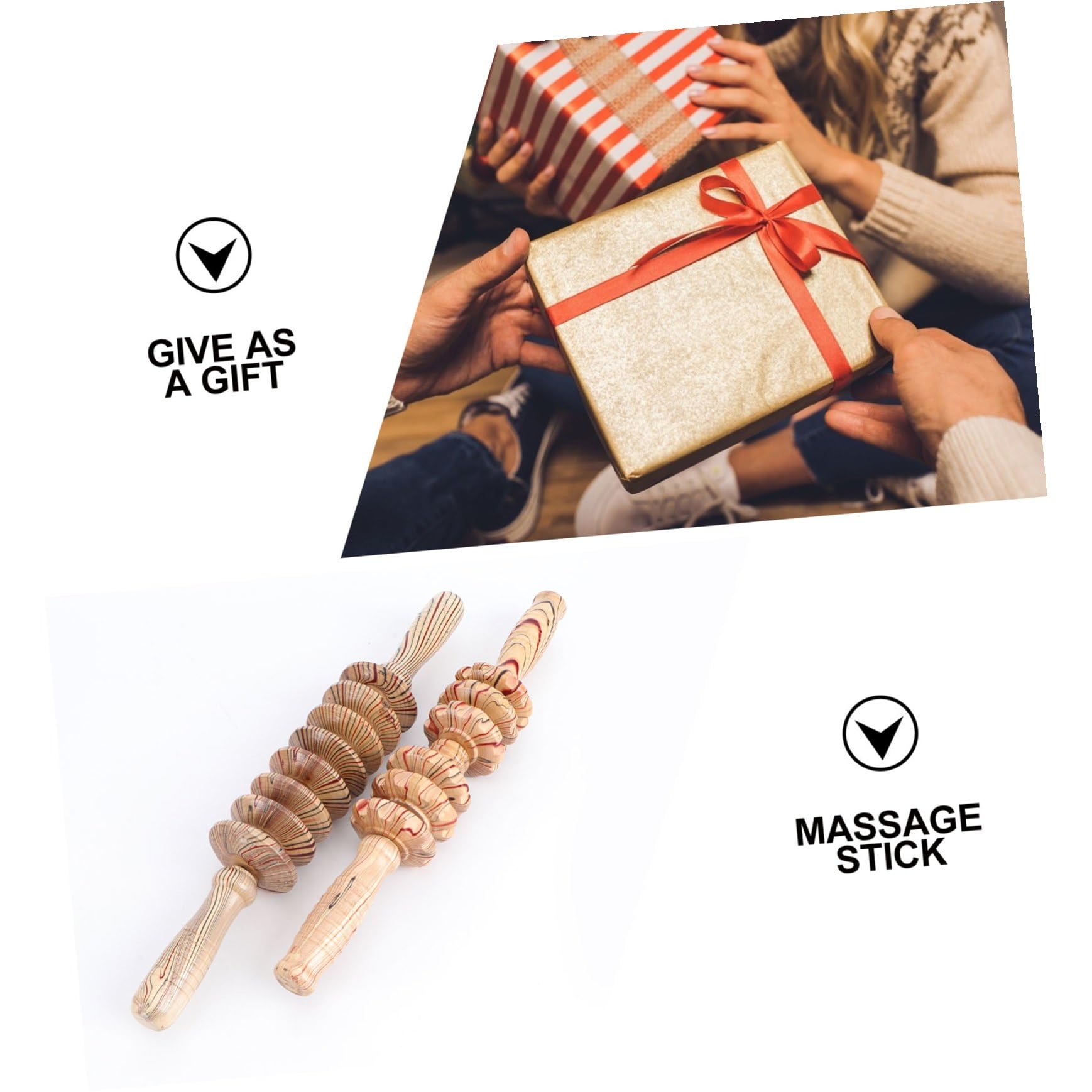Holz Massageroller 2 Stück-pack mit Neun Rollen für Hüfte und Rücken