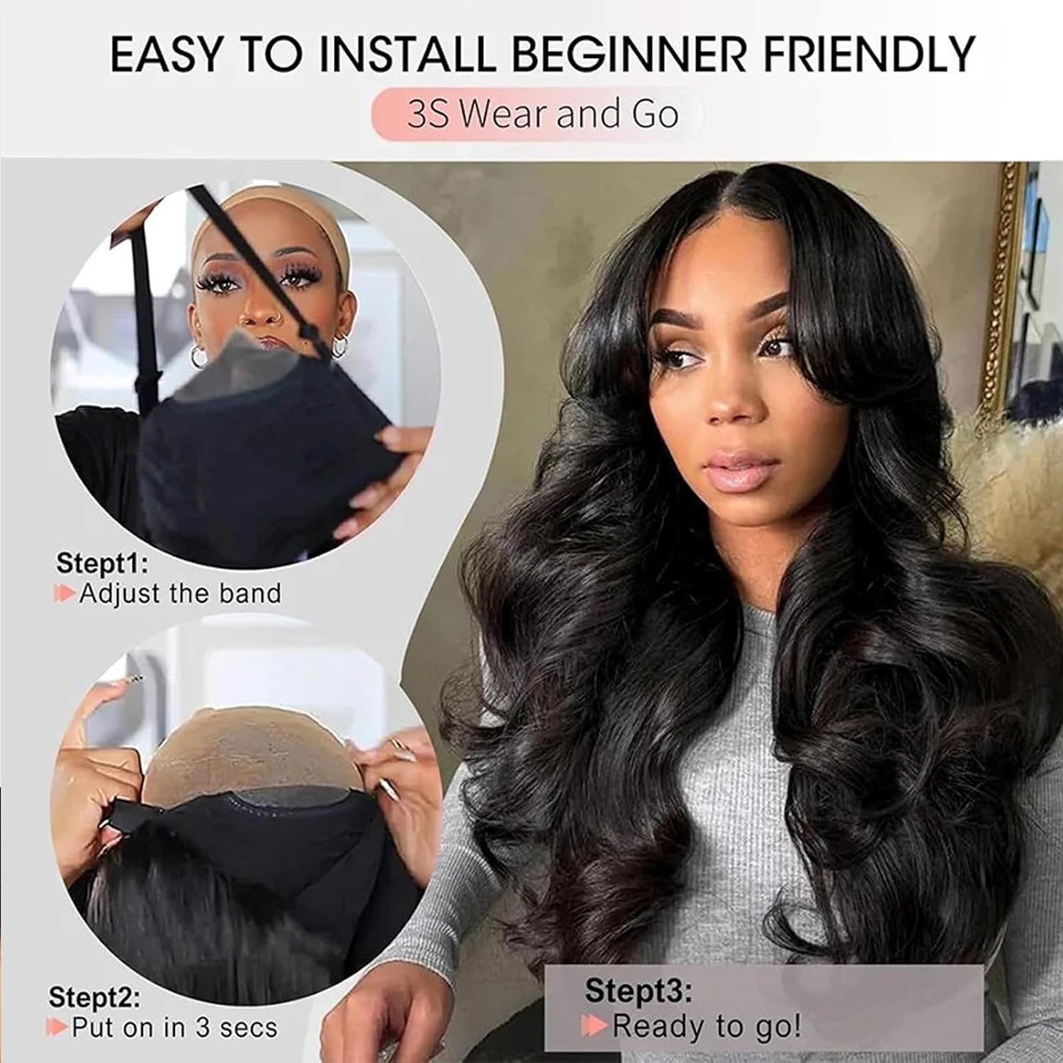 Curly Synthetic Lace Front Wigs Pre Plucked 13x6 HD Lace Black Wigs for Black Women Body Wave100% Futura Premium Wig Ready to Wear Beginner Friendly Daily Party Use