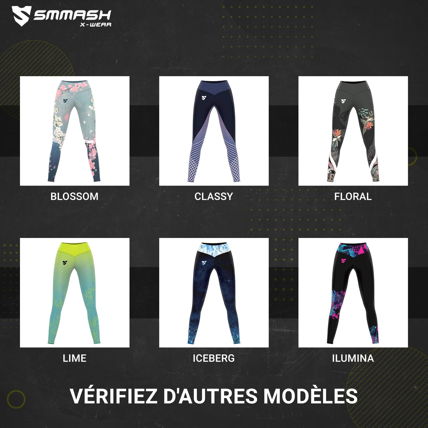 SMMASH Leggings Femme Sport Legging Push Up Taille Haute Long Pantalon Opaque Élastique Jogging Yoga Tenue