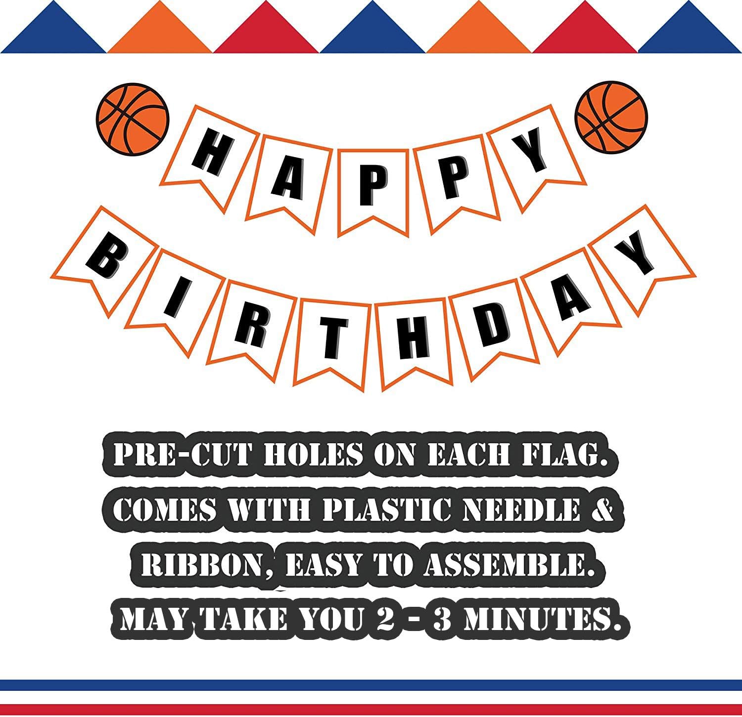 Basketball Birthday Banner | Basketball Theme Happy Bday Bunting Sign, Basketball Party Decoration
