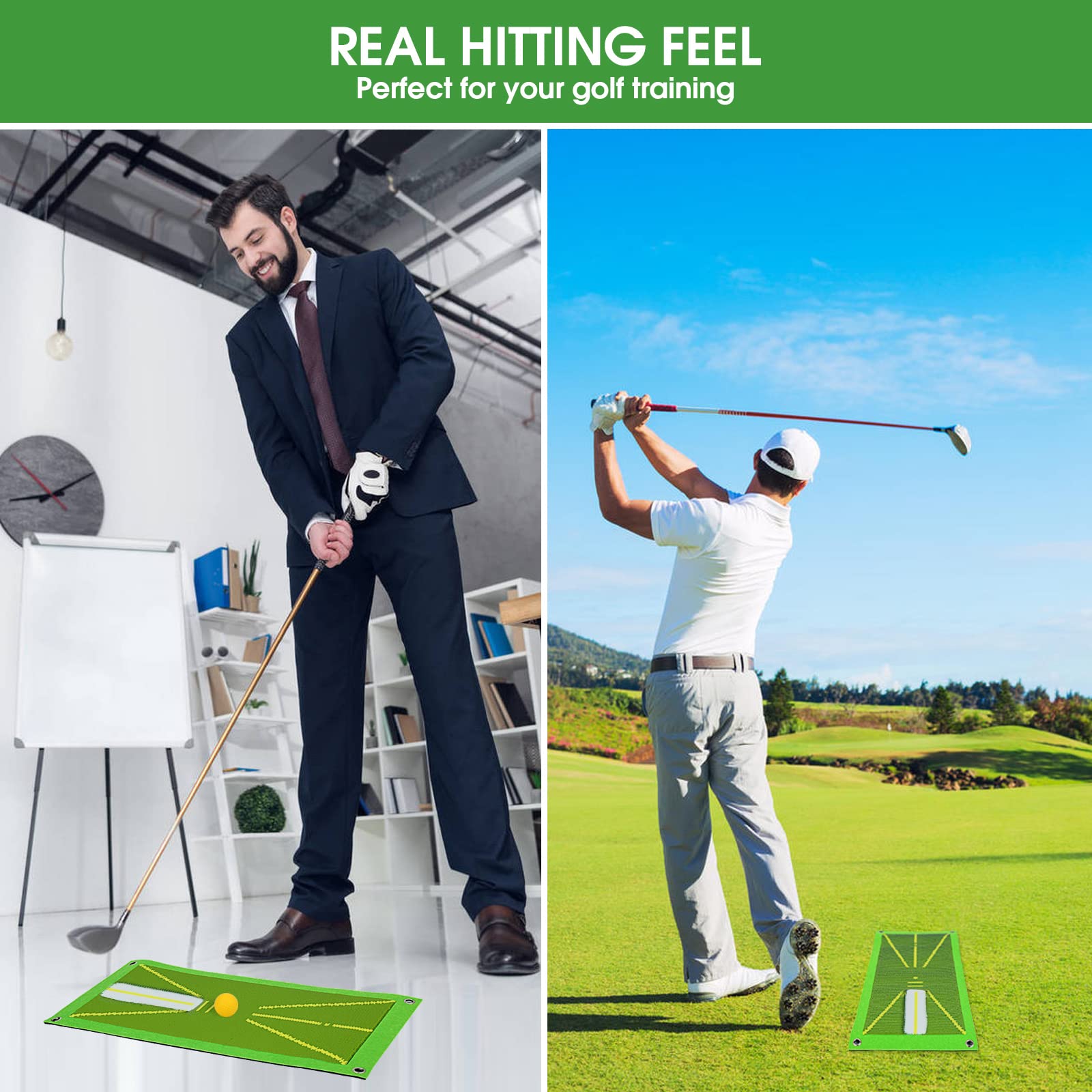 Golf Trainingsmatte Mit Schwunganalyse – 30,5x40,6 Cm, Dicke Gummibasis Für Indoor/Outdoor