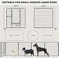 Vista 6 de OFIKA Corralito de metal resistente para animales medianos/pequeños, 16 paneles de 40" de altura x 27" de ancho, corralito de ejercicio con puertas