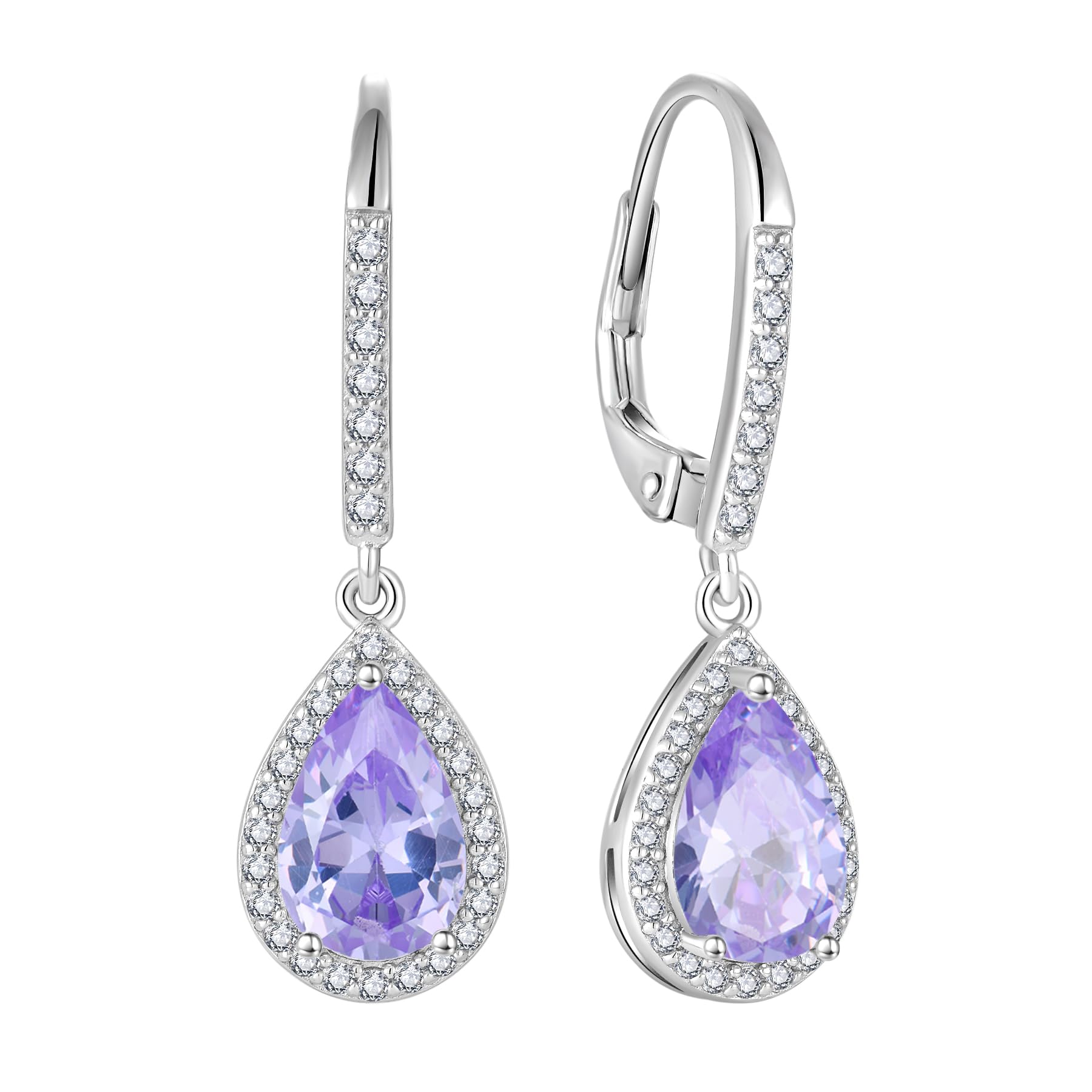 FJ Tropfen Hängend Ohrringe Damen 925 Sterling Silber Geburtsstein Ohrringe Schmuck Geschenke für Frauen Mutter Freundin Mama