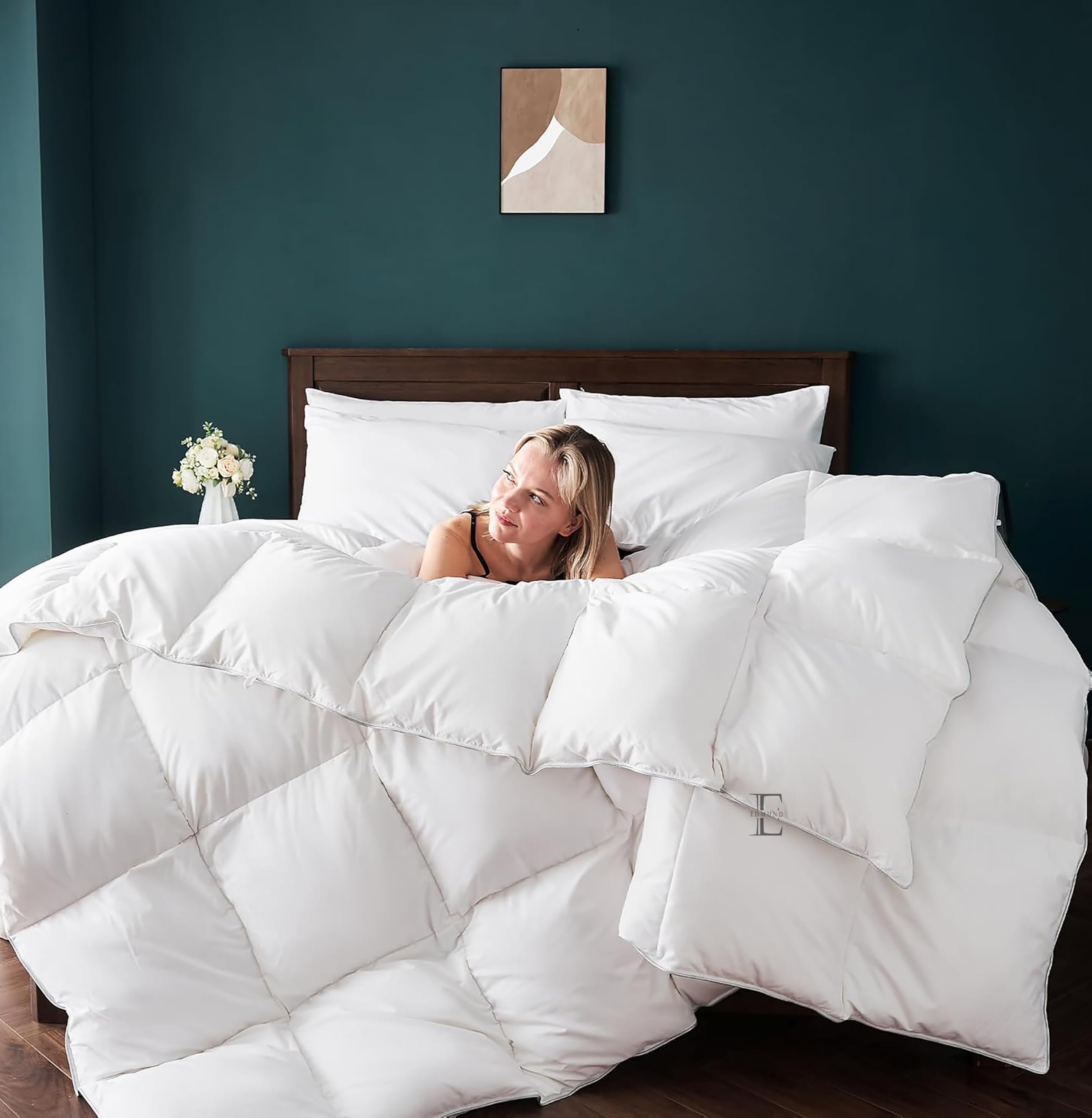 EDMUND - Winter Blanket 400 GSM Microfiber Duvet Comforter for King Size Bed Comforter (92" x 106") Inches - 400 GSM Comforter | White