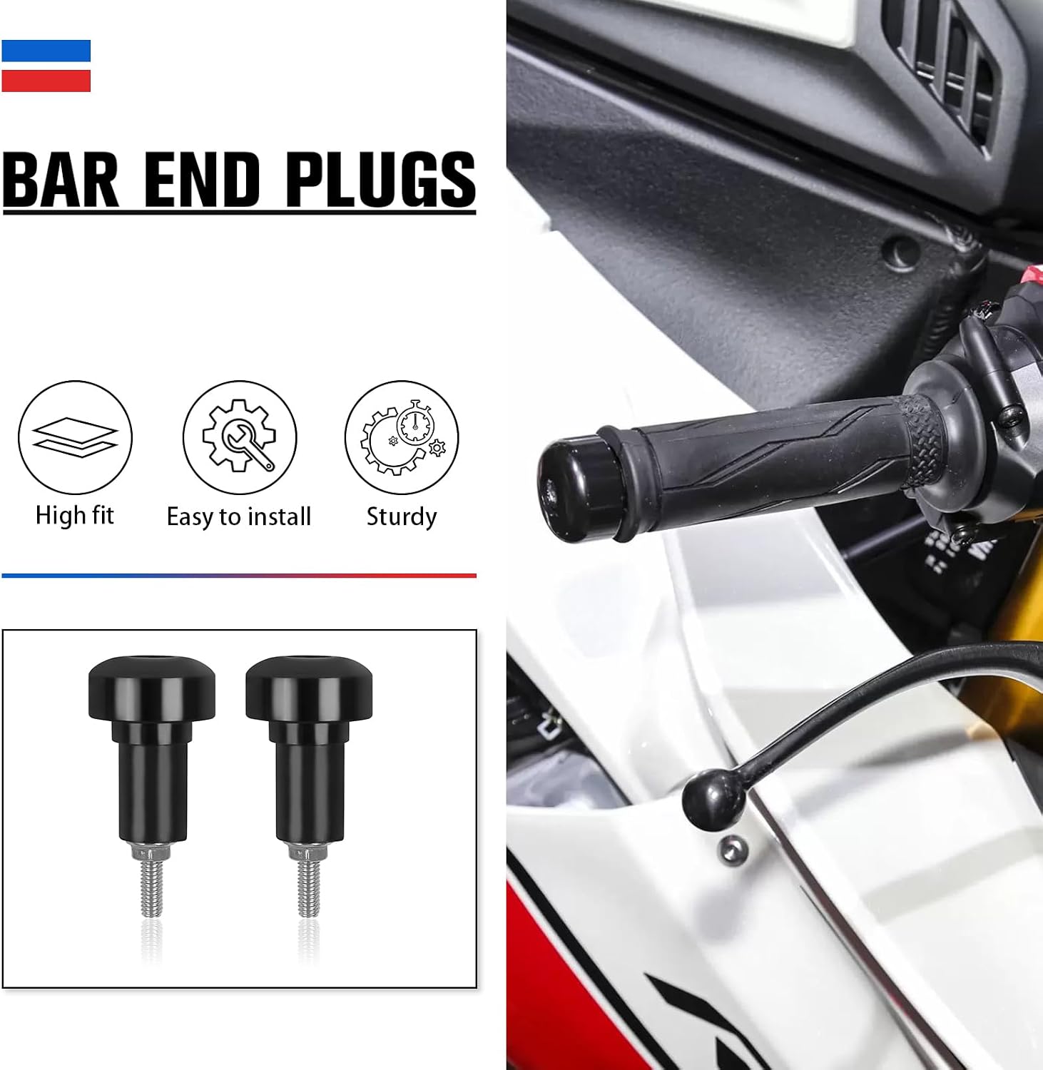 CHIFUN 1 Pair Bar Ends Plug Anti Vibration Weight Sliders Replacement for Yamaha R1 2002-2014 / R6 2006-2007 CNC Aluminum Handle Bar End Caps