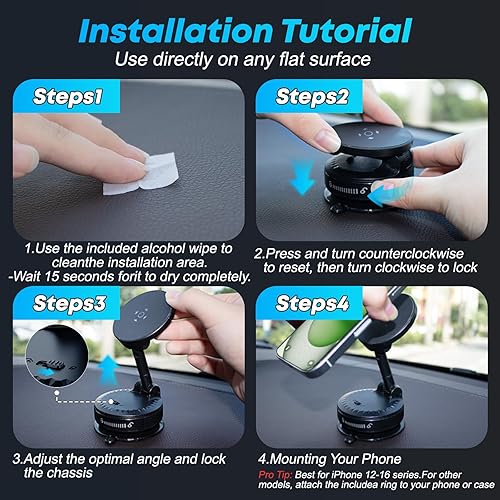 Miniatura 7 de Aspiradora de nano gel para montaje en automóvil, 108 libras, succión más fuerte y 3600 gf magnética más fuerte, soporte magnético ajustable de 360