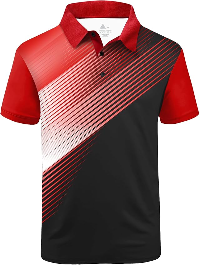 ZITY Mens Golf Shirt Short Sleeve Athletic Casual Work Collared Polo Tshirt | UPF 50+, Quick-Drying, Moisture Wicking, Breathable, Soft, Stretchy, Print Patterns, Striped, Outdoor, Business, Machine Wash