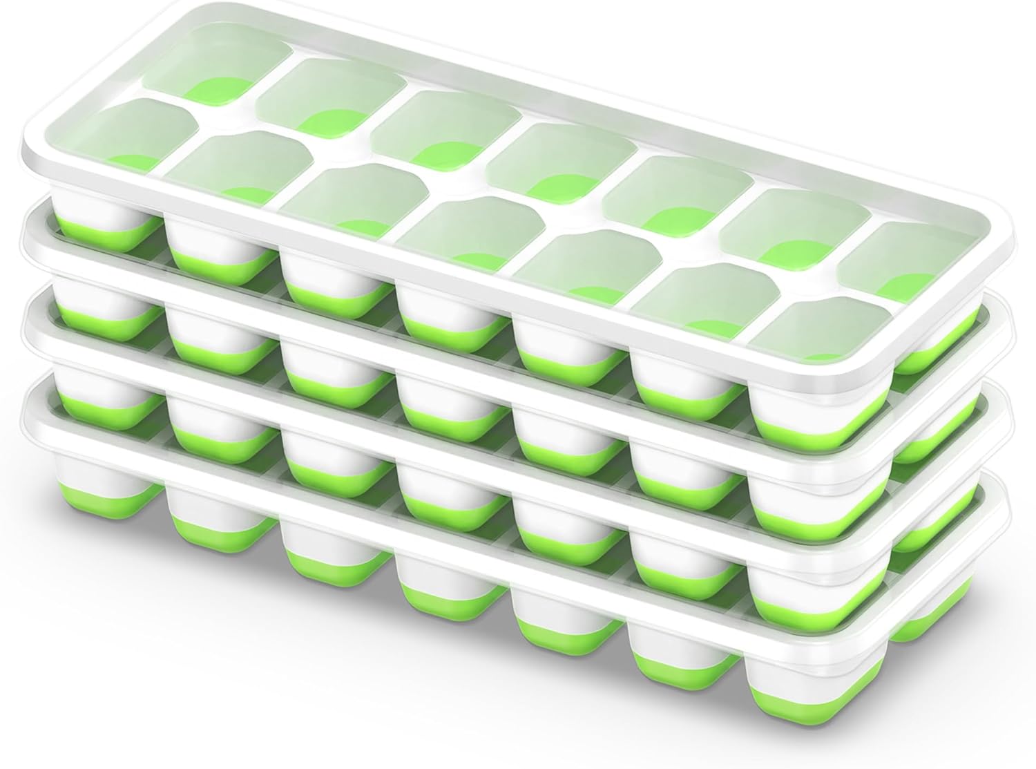 ChefAide Ice Cube Tray with Lid (4 Pack, 56 Cubes)