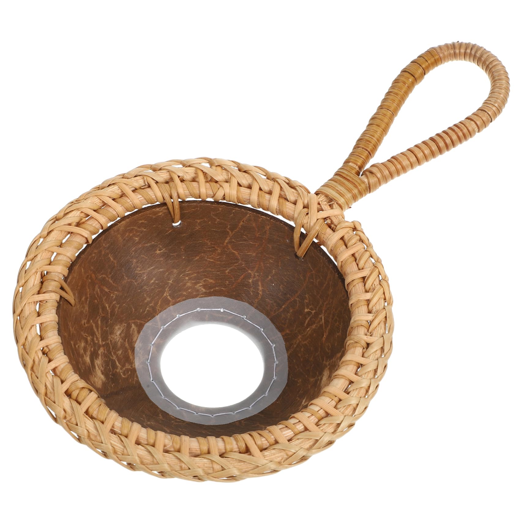 ASAKKURA Coconuts Shell Tea Strainer Handmade Natural Tea Infuser with Long Handle and Stylish Filter for All Cup Styles Housewarming present