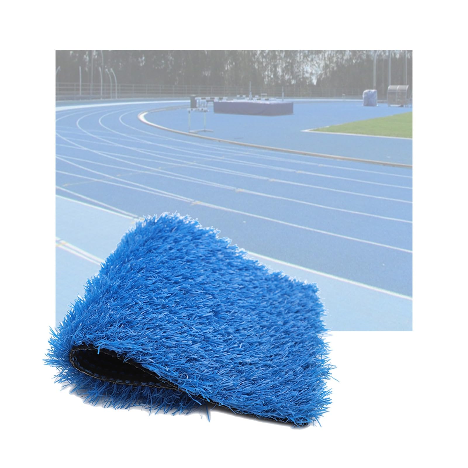 Gazon artificiel bleu 118x55 pouces en caoutchouc ininflammable pour terrasse