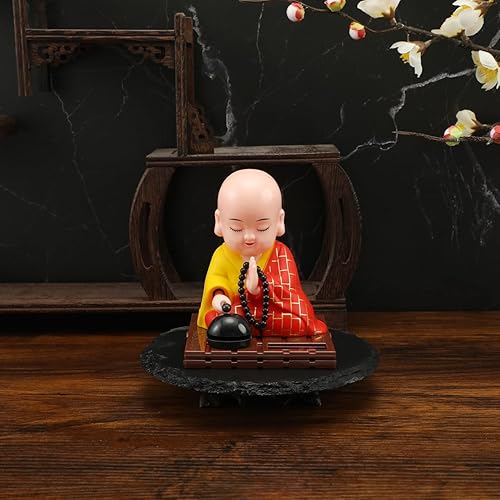 Miniatura 5 de VICASKY Estatua de Buda solar al aire libre lindo monje Kongfu coche interior decoración lindo monjes monjes estatuilla estatua divertido coche