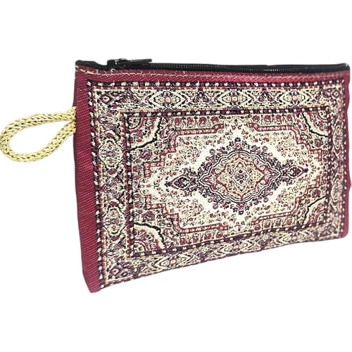 Small Turkish Rug Coin Purse for Women | Vintage Tapestry Zipper Pouch | Boho Style Wallet for Coins and Cards | Bohemian Travel Makeup Bag | Unique Gift for Her