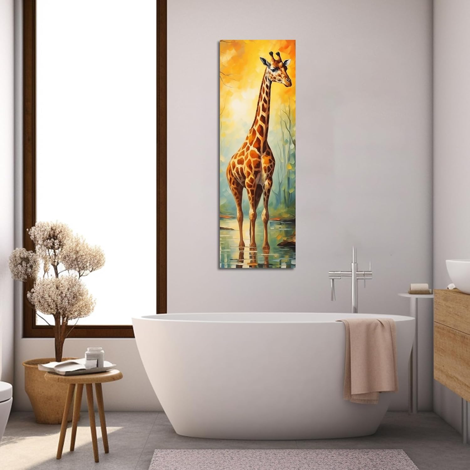 PBXBJY Giraffe Canvas Wall Art Colorful Giraffe Picture Wall Decor Forest Wild Animals Poster Prints Modern Painting Home Decor for Hallway Living Room (8.00" x 24.00")