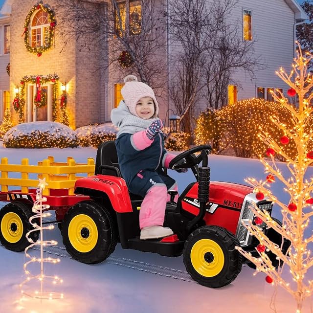 Foto 5 de 6 de Garvee Tractor Electrico para Niños con Mando 2.4g, Remolque Desmontable,3 Velocidades Ajustable, LED, Música
