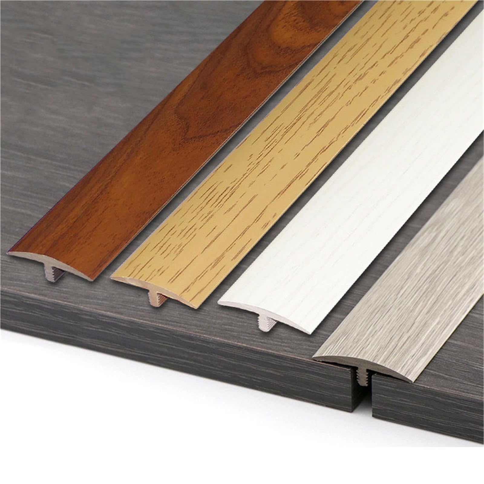 listwa podłogowa w kształcie litery T, 90 cm, samoprzylepna listwa przejściowa do płaskich podłóg, osłona szwów między laminatem z twardego drewna winylowego (T12,3 szt.)